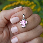 Серебряный крестик 14789АКВ розовая эмаль