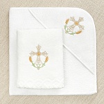 Крестильное полотенце с уголком "Крест с колосьями"