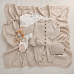 Набор комбинезон с пледом "Капелька" бежевый