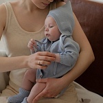 Вязаный текстурный комбинезон Небесный