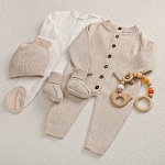 Набор комбинезон с пледом "Капелька" бежевый