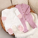 Вязаный комбинезон "Косички" пудра