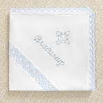 Крестильная пеленка голубые ромбы