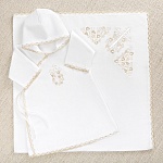 Крестильный комплект унисекс "Бежевый лучик" с пеленкой