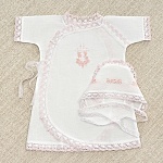 Крестильный комплект "Розовая лоза" для девочки с крыжмой