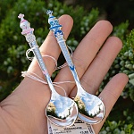 Серебряная ложечка с эмалью Крестнице
