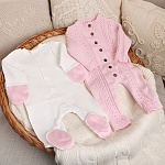 Вязаный комбинезон "Косички" розовый