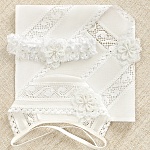 Нарядная льняная косынка "Катерина" с цветочком