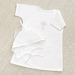 Крестильный набор "Розовое перышко" с полотенцем