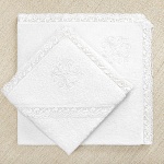 Кружевное крестильное полотенце кудрявый крест