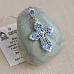 Серебряный крестик КРЭ18 голубая эмаль