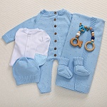 Набор комбинезон с пледом "Капелька" голубой