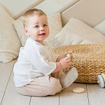 Костюмчик из муслина Дуэт бежево-молочный для мальчика