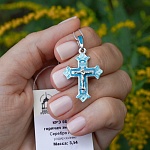 Серебряный крестик КРЭ08 бирюзовая эмаль