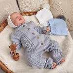 Вязаный комбинезон "Косички" серый