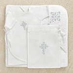 Крестильный набор "Голубое перышко" с полотенцем