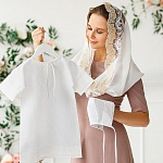 Крестильный комплект "Ручеек" для ребенка с пеленкой