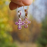 Серебряный крестик КРЭ23 сиреневая эмаль