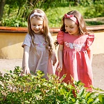 Платье Анютины глазки лён брусника