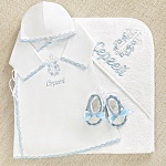 Теплая крестильная рубашка "Голубой Лучик"