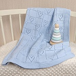 Детский плед "Сердечки" голубой