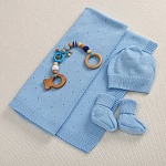 Набор комбинезон с пледом "Капелька" голубой