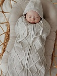 Вязаный пеленальный кокон Оливер топленое молоко