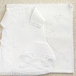 Крестильный комплект "Кружевное перышко" с пеленкой