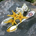 Серебряная ложка и погремушка "Мишка"