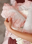 Комплект на выписку девочки "Люрекс" молочно-пудровый