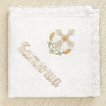 Кружевное полотенце для крещения "Крестик в колосках"