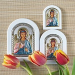 Икона белое дерево "Ангел-хранитель" цветная
