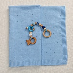 Набор комбинезон с пледом "Капелька" голубой