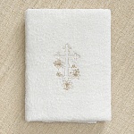 Махровое крестильное полотенце "Крестик с золотой лилией"