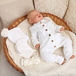 Вязаный комбинезон "Косички" молочный