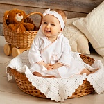 Теплая крестильная рубашка "Розовый Лучик"