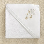 Махровое полотенце с уголком "Крестик с золотой лилией"