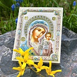 Посеребренная икона "Казанская Божья Матерь"