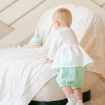 Костюмчик из муслина Дуэт мятно-молочный для девочки