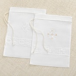 Мешочек для крестильных принадлежностей с кружевной вставкой