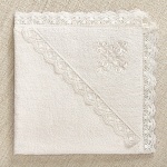 Махровая пеленка-крыжма с молочным кружевом