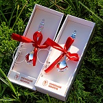 Серебряная ложечка с эмалью Крестнику