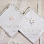 Теплая кружевная крыжма "Обвитый крестик с молитвой"