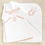 Крестильный набор "Розовый лучик" с полотенцем