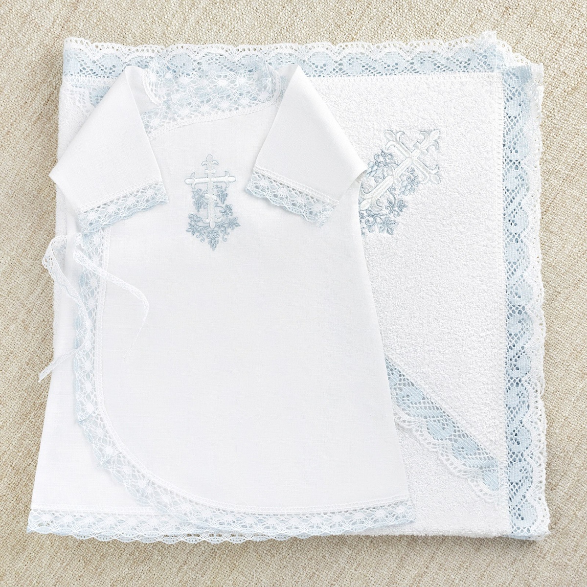 Крестильный набор "Голубая лоза" с полотенцем фото 5