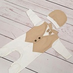 Комплект на выписку мальчика "Люрекс" какао