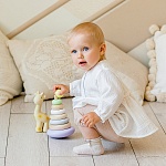 Костюмчик из муслина Дуэт бежево-молочный для девочки