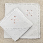 Кружевное крестильное полотенце кудрявый крест