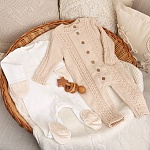 Вязаный комбинезон "Косички" бежевый