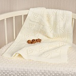 Детский плед "Сердечки" молочный